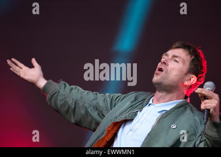 Blur plays British Summertime Hyde Park 2015 on 20/06/2015 .   Persons pictured: Damon Albarn. Picture by JEP Music Photography Stock Photo