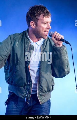 Blur plays British Summertime Hyde Park 2015 on 20/06/2015 .   Persons pictured: Damon Albarn. Picture by JEP Music Photography Stock Photo