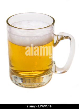 Mug of beer with froth over white background Stock Photo