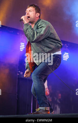 Blur plays British Summertime Hyde Park 2015 on 20/06/2015 .   Persons pictured: Damon Albarn. Picture by JEP Music Photography Stock Photo