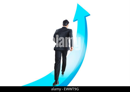 1 indian Business Man Arrow Running Stock Photo