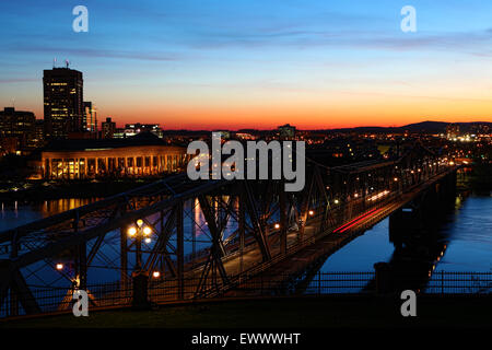 The Pont Alexandra connecting Quebec and Ontario in Canada Stock Photo