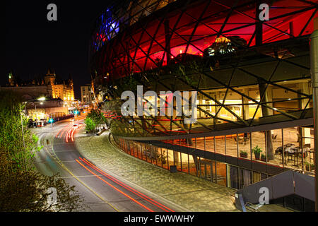 A night view by the interesting Shaw center in Ottawa, Canada Stock Photo