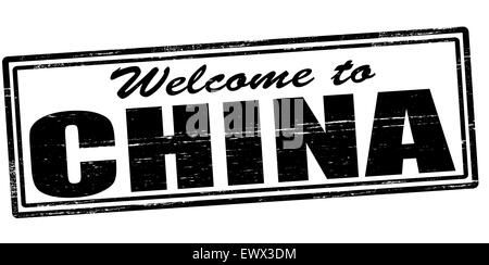 Stamp with text welcome to China inside, illustration Stock Photo