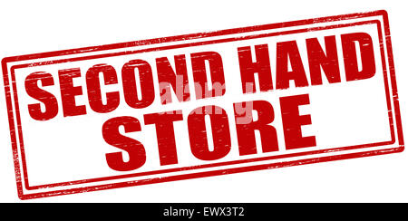 Stamp with text second hand store inside, illustration Stock Photo