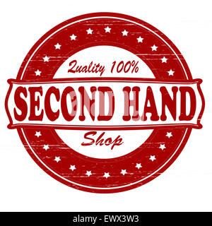 Stamp with text second hand shop inside, illustration Stock Photo