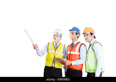 3 indian Architect Checking Stock Photo
