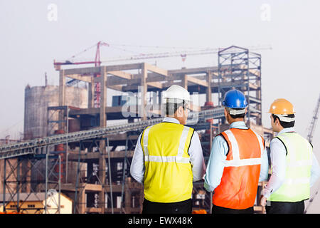 2 indian Architect Construction Site Discussion Stock Photo