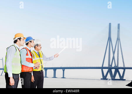 2 indian Architect Construction Site Checking Stock Photo