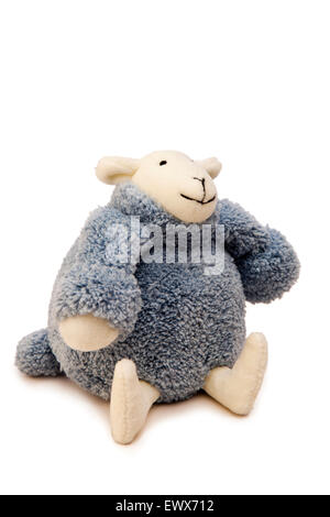 toys, child’s blue woolly soft toy sheep Stock Photo
