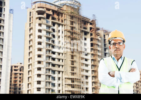 1 indian Architect standing pose Stock Photo