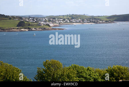 Sailing boats in River Fal estuary by St Mawes, view from Falmouth, Cornwall, England, UK Stock Photo