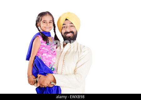 2 indian Punjabi father and daughter caring Stock Photo