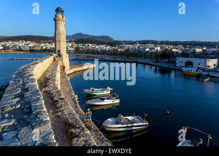 Crete Rethymno harbour Crete Greece lighthouse Stock Photo