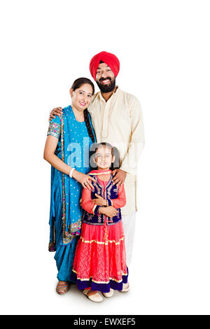 indian Punjabi Parents and daughter Caring Stock Photo