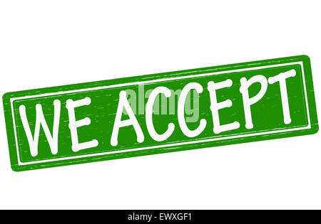 Stamp with text we accept inside, illustration Stock Photo