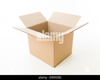 opened cardboard box on white background Stock Photo