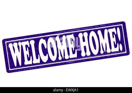 Stamp with text welcome home inside, illustration Stock Photo