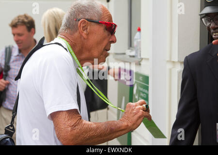 Wimbledon, London, UK. 2nd July, 2015. American tennis coach Nick Bollettieri who was credited for developing many tennis players including Andre Agassi, Jim Courier and many tennis stars arrives at the AELTC on day 4 of the Wimbledon tennis championships Stock Photo