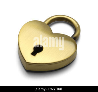Brass Heart Isolated on a White Background. Stock Photo