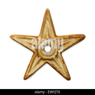 White Rusty Metal Star Isolated on White Background. Stock Photo