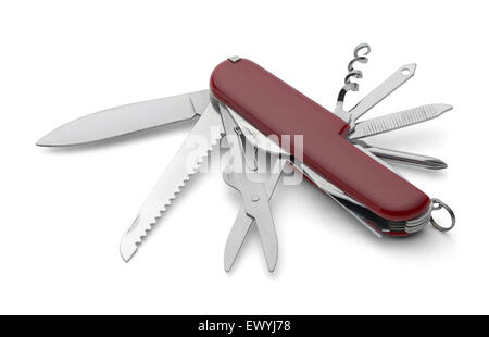 Red tool knife with copy space isolated on white background. Stock Photo