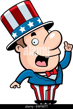 A happy cartoon patriotic man with an idea. Stock Vector