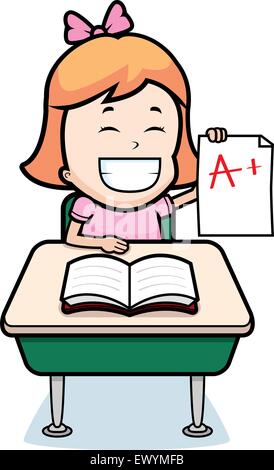 A happy cartoon girl student with good grades Stock Vector Art ...