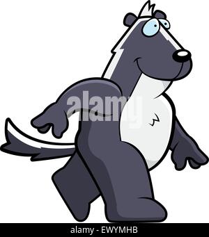 A happy cartoon skunk walking and smiling. Stock Vector