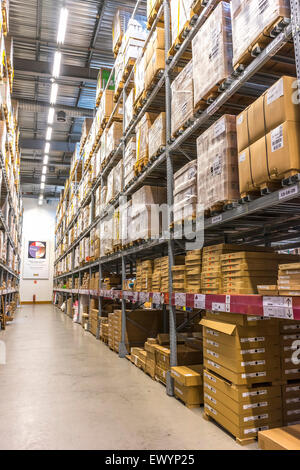 KUALA LUMPUR, MALAYSIA - JANUARY 25, 2015: Warehouse storage in an IKEA store. Founded in 1943, IKEA is the world's largest furn Stock Photo