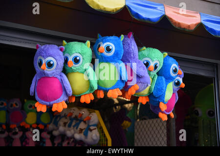 Carnival prizes, toy owls Stock Photo