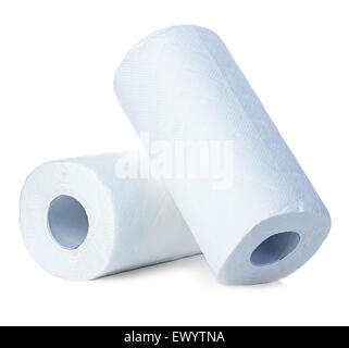 Roll of paper towel, isolated on white background Stock Photo