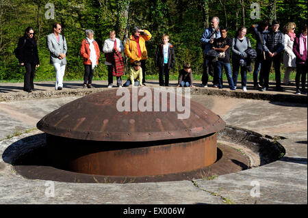 Ouvrage Hackenberg,block 7,turret for twin 135mm bomb-launchers,Maginot line,WWII,Veckring,Moselle,Lorraine,France Stock Photo