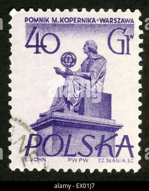 POLAND - CIRCA 1971: a stamp printed in Poland shows Mikolas Kopernik monument in Warsaw, monument, Stock Photo