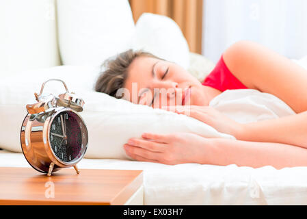 woman sleeping peacefully in the morning Stock Photo