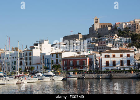 View of old town harbor, Ibiza, Spain Stock Photo