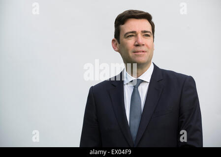 Andy Burnham MP, pictured at his home in his Leigh constituency. Andy was running to be leader of the Labour Party, one of five candidates battling to succeed Ed Miliband, who stood down after the 2015 UK General Election. Burnham was at the time Shadow Secretary of State for Health in England. Stock Photo