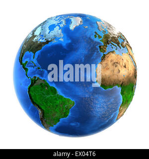 Detailed picture of the Earth and its landforms, isolated on white. Elements of this image furnished by NASA Stock Photo
