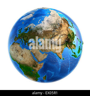 Detailed picture of the Earth and its landforms, isolated on white. Elements of this image furnished by NASA Stock Photo