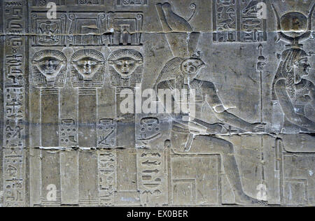 Wall reliefs inside the Ptolemaic Temple of Hathor at Deir el Medina ...