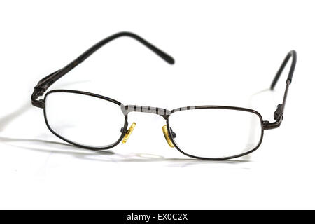 Old Black Eye Glasses Isolated on White background Stock Photo