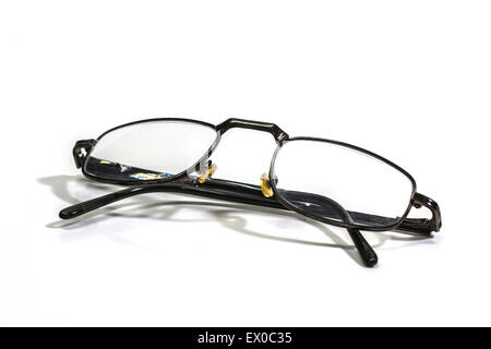 Old Black Eye Glasses Isolated on White background Stock Photo