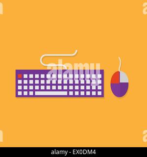 Flat icons of input devices. Keyboard and mouse Stock Vector