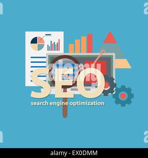 Search engine flat illustration with magnifying glass. Eps10 Stock Vector