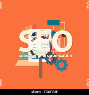Search engine flat illustration with magnifying glass. Eps10 Stock Vector