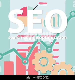 Search engine flat illustration with magnifying glass. Eps10 Stock Vector