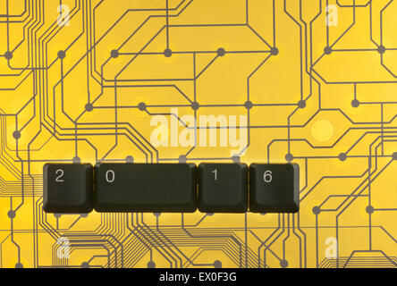 Inscription 2016 New Year is lined keyboard keys, can be used as background Stock Photo