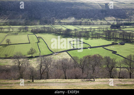 Elevated view into the valley of Littondale from near Litton, Littondale, Yorkshire Dales, UK Stock Photo