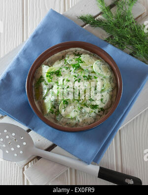 Mizeria. Polish cucumber salad. Poland Food Stock Photo