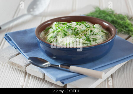 Mizeria. Polish cucumber salad. Poland Food Stock Photo